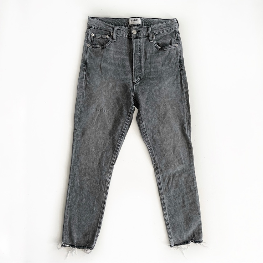 AGOLDE Nico Gray High Rise Raw Hem Jeans In Risk 29